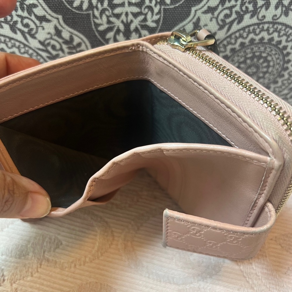 Gucci Microguccissima Pink Leather Compact Bifold Zip Wallet 449395 - Picture 7 of 8
